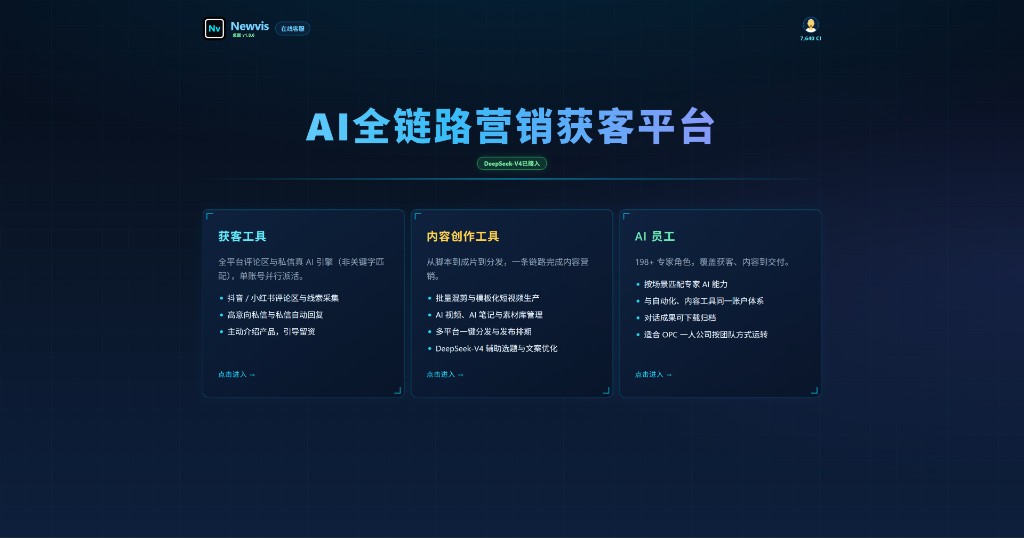 Newvis 桌面端首页